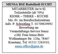 MENSA BSZ Radolfzell MitarbeiterIn 2024-10 Inserat